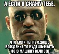 А если я скажу тебе, Что если ты не сдашь вождение,то будешь мыть мою машину вечно!))