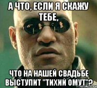 А что, если я скажу тебе, что на нашей свадьбе выступит "Тихий Омут"?