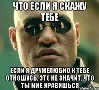 что если я скажу тебе если я дружелюбно к тебе отношусь, это не значит, что ты мне нравишься