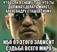 Что если я скажу тебе, что ты должна сделать минет Александру Сташевскому Ибо от этого зависит судьба всего мира