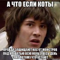 А что если коты правда защищают нас от монстров под краватью всю ночь,а весь день спят потому что устают