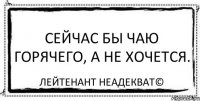 Сейчас бы чаю горячего, а не хочется. Лейтенант Неадекват©