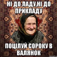 НІ ДО ЛАДУ,НІ ДО ПРИКЛАДУ ПОЦІЛУЙ СОРОКУ В ВАЛЯНОК