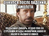 Очнулся после падения самолета Подбежал дикарь, отдал лук со стрелами,ягоды,фонарики,хавку и убеял в убежал в ужасе