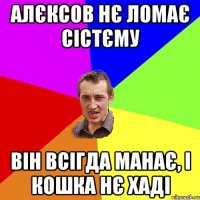 Алєксов нє ломає сістєму він всігда манає, і кошка нє хаді