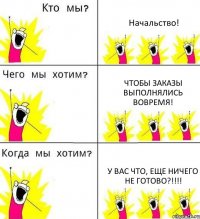 Начальство! Чтобы заказы выполнялись вовремя! У вас что, еще ничего не готово?!!!!