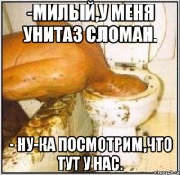 -милый,у меня унитаз сломан. - ну-ка посмотрим,что тут у нас.