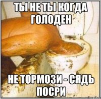 Ты не ты когда голоден не тормози - сядь посри