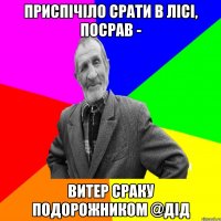 приспічіло срати в лісі, посрав - витер сраку подорожником @дід