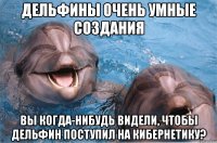 Дельфины очень умные создания Вы когда-нибудь видели, чтобы дельфин поступил на кибернетику?