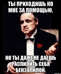 Ты приходишь ко мне за помощью, но ты даже не даешь распилить себя бензопилой.