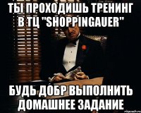 Ты проходишь тренинг в ТЦ "Shoppingauer" Будь добр выполнить домашнее задание