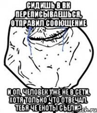 Сидишь в ВК переписываешься, отправил сооющение И оп, человек уже не в сети, хотя только что отвечал. Тебя че Еноты съели?