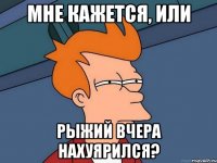 МНЕ КАЖЕТСЯ, ИЛИ РЫЖИЙ ВЧЕРА НАХУЯРИЛСЯ?