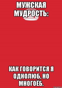 Мужская мудрость: Как говорится я однолюб, но многоёб.