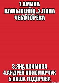 1.Амина Шульженко. 2.Ляна Чеботорёва 3.Яна Акимова 4.Андрей Пономарчук 5.Саша Тодорова