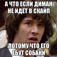 а что если диман не идёт в скайп потому что его ебут собаки