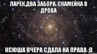 Ларек,два забора, скамейка в дрова Ксюша вчера сдала на права :D