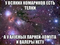 У всяких комариков есть телки А у ахуеных парней-хомута и валеры нету