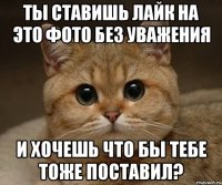 Ты ставишь лайк на это фото без уважения И хочешь что бы тебе тоже поставил?