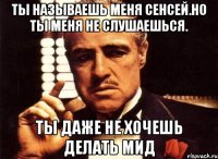 Ты называешь меня сенсей.Но ты меня не слушаешься. Ты даже не хочешь делать МИД