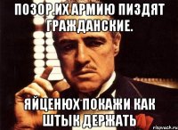 Позор.их армию пиздят гражданские. Яйценюх покажи как штык держать