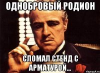 Однобровый Родион сломал стенд с арматурой...