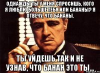 Однажды ты у меня спросишь, кого я люблю больше тебя или бананы? Я отвечу, что бананы. Ты уйдешь так и не узнав, что банан это ты...