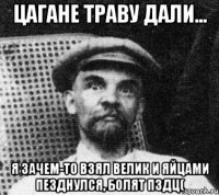 ЦАГАНЕ ТРАВУ ДАЛИ... я зачем-то взял велик и яйцами пезднулся, болят пздц(