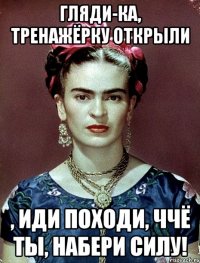 Гляди-ка, тренажёрку открыли , иди походи, ччё ты, набери силу!
