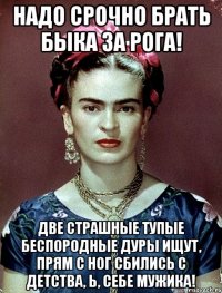 Надо срочно брать быка за рога! Две страшные тупые беспородные дуры ищут, прям с ног сбились с детства, Ь, себе мужика!
