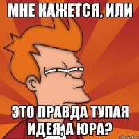 МНЕ КАЖЕТСЯ, ИЛИ ЭТО ПРАВДА ТУПАЯ ИДЕЯ, А ЮРА?