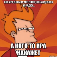 Аня,Ира,Полина,Аня,Лиля,Нина,сделали зарядку... А кого то Ира накажет