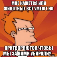 мне кажется,или животные всё умеют,но притворяются,чтобы мы за ними убирали?...