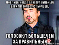 мое лицо, когда за неправильный вариант голосуют больше. голосуют больше,чем за правильный
