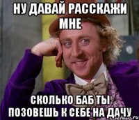 Ну давай расскажи мне Сколько баб ты позовешь к себе на дачу