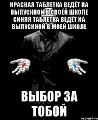 красная таблетка ведёт на выпускной в своёй школе синяя таблетка ведёт на выпускной в моей школе выбор за тобой