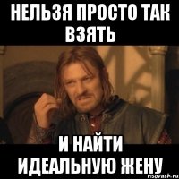 нельзя просто так взять и найти идеальную жену