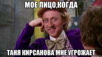мое лицо,когда Таня кирсанова мне угрожает