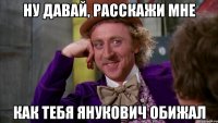 Ну давай, расскажи мне как тебя Янукович обижал