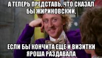 А теперь представь, что сказал бы Жириновский, если бы Кончита еще и визитки Яроша раздавала