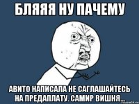 бляяя ну пачему авито написала не саглашайтесь на предаплату. самир вишня...