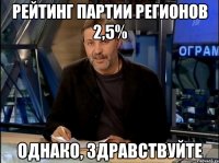 рейтинг партии регионов 2,5% однако, здравствуйте