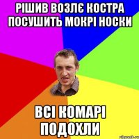 РІШИВ ВОЗЛЄ КОСТРА ПОСУШИТЬ МОКРІ НОСКИ ВСІ КОМАРІ ПОДОХЛИ