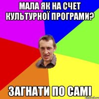 МАЛА ЯК НА СЧЕТ КУЛЬТУРНОЇ ПРОГРАМИ? ЗАГНАТИ ПО САМІ