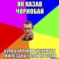 як казав Чорнобай були б корови в штанях то ти й пезди б голой не бачив