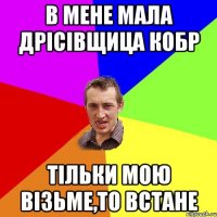 в мене мала дрісівщица кобр тільки мою візьме,то встане