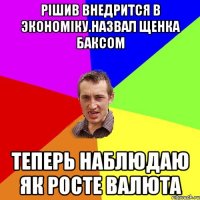 Рiшив внедрится в экономiку.Назвал щенка баксом теперь наблюдаю як росте валюта