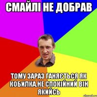 смайлі не добрав тому зараз ганяється як кобилка.не спокійний він якийсь