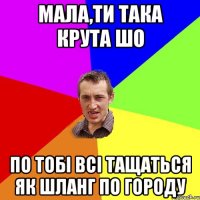 Мала,ти така крута шо по тобі всі тащаться як шланг по городу